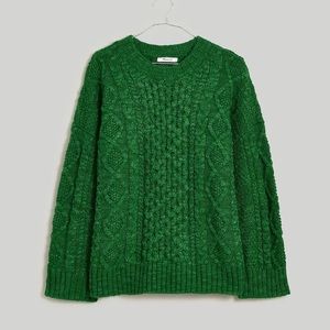 Madewell Green Cable Knit Sweater